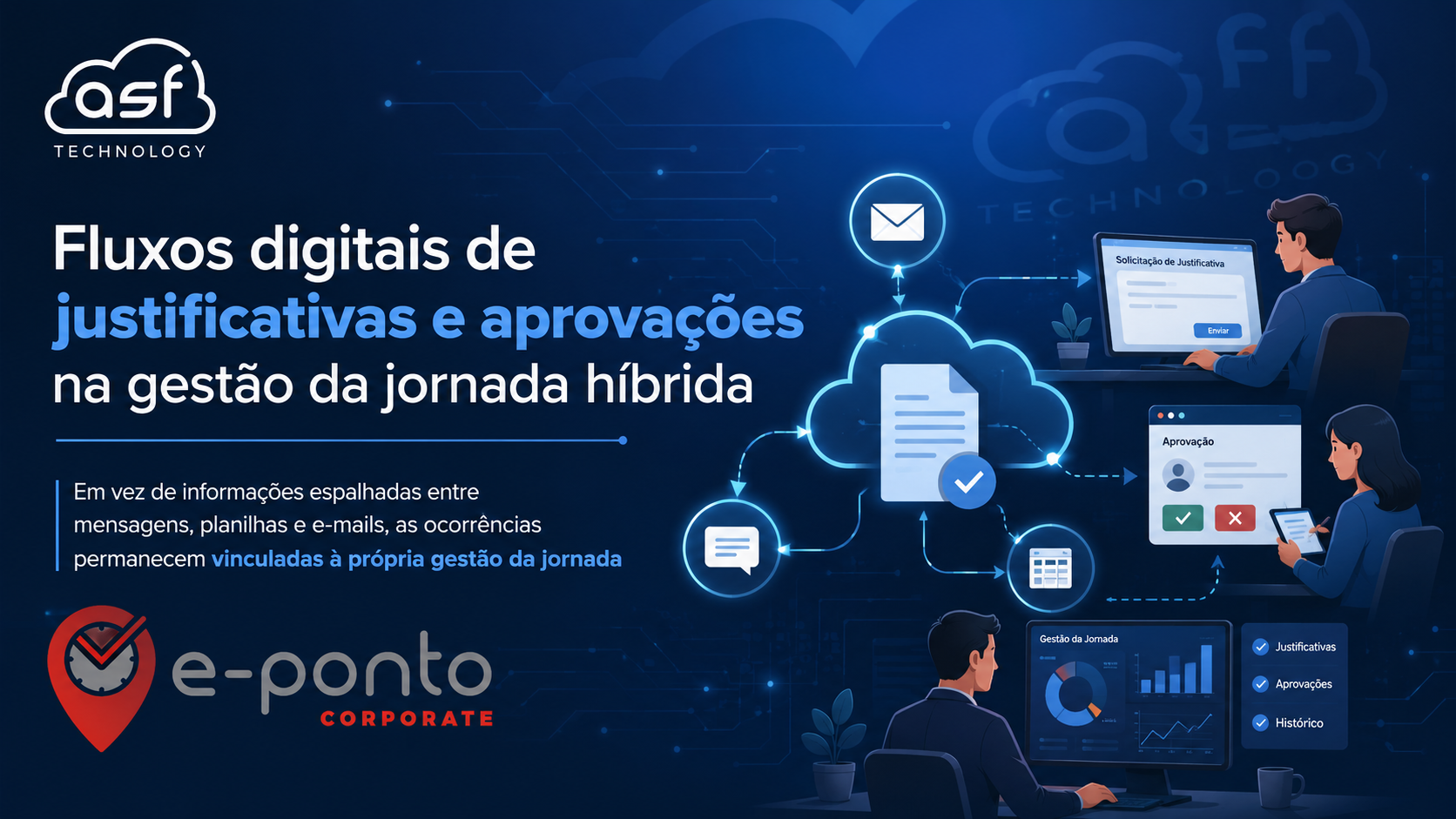 Fluxos digitais de justificativas e aprovações na gestão da jornada híbrida