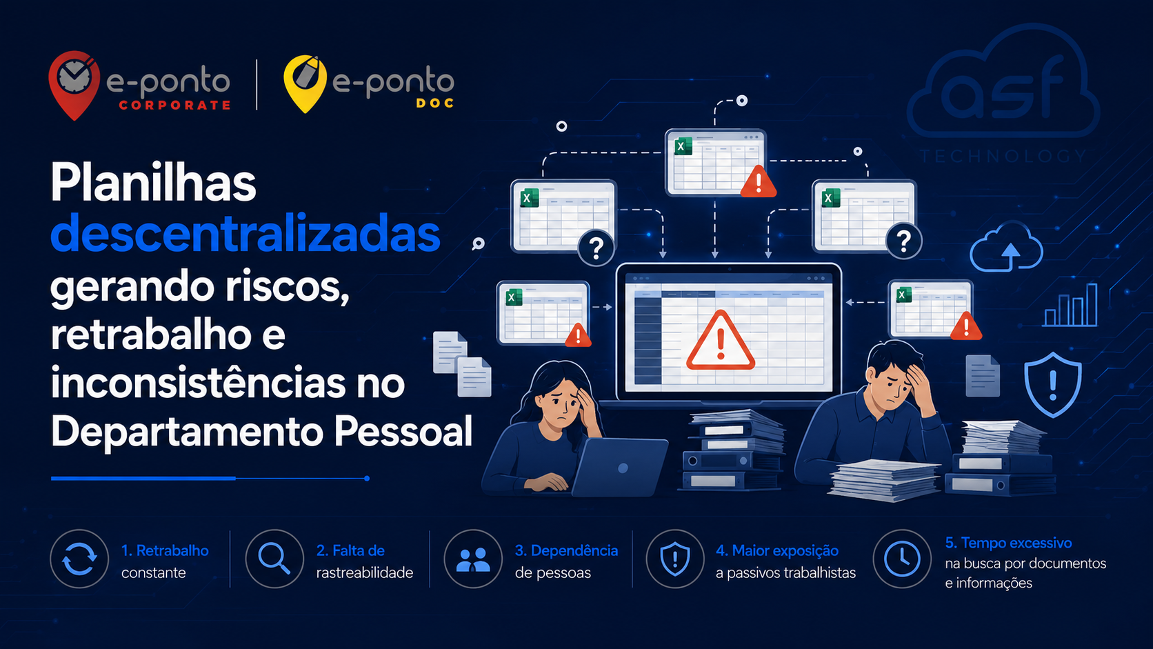 Planilhas descentralizadas gerando riscos, retrabalho e inconsistências no Departamento Pessoal